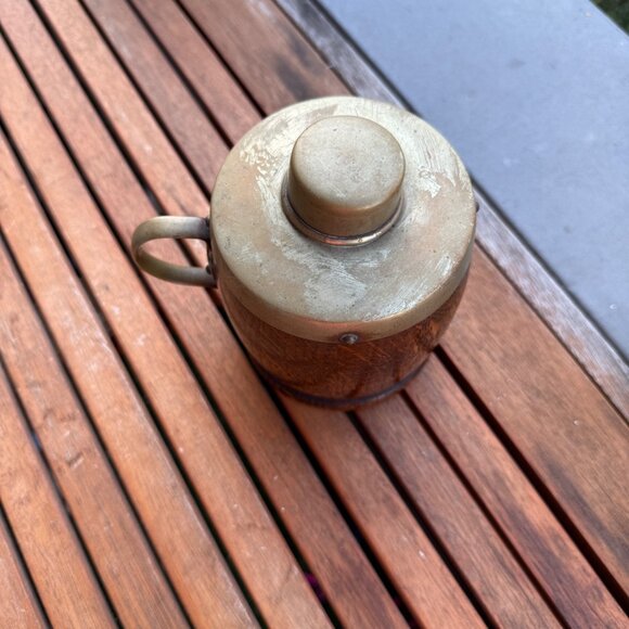 Antique Wooden & Brass Coffee Canister With Lid - Picture 4 of 7